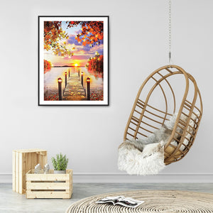 Seaside Wooden Bridge 50x60cm(canvas) full square drill diamond painting