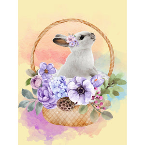 Flower Basket Rabbit 30x40cm(canvas) full round drill diamond painting