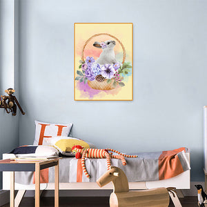 Flower Basket Rabbit 30x40cm(canvas) full round drill diamond painting