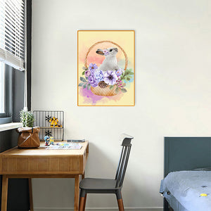 Flower Basket Rabbit 30x40cm(canvas) full round drill diamond painting