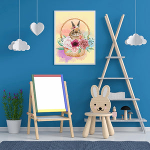 Flower Basket Rabbit 30x40cm(canvas) full round drill diamond painting