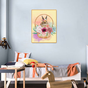 Flower Basket Rabbit 30x40cm(canvas) full round drill diamond painting