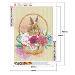 Flower Basket Rabbit 30x40cm(canvas) full round drill diamond painting