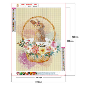 Flower Basket Rabbit 30x40cm(canvas) full round drill diamond painting