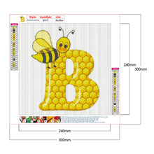 Load image into Gallery viewer, Bee Letter B 30x30cm(canvas) full round drill diamond painting
