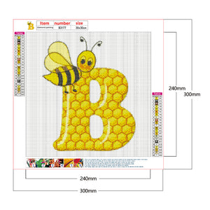 Bee Letter B 30x30cm(canvas) full round drill diamond painting