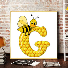 Load image into Gallery viewer, Bee Letter G 30x30cm(canvas) full round drill diamond painting
