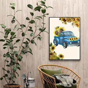 Sunflower Car 30x40cm(canvas) full round drill diamond painting