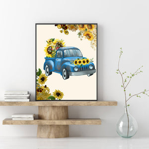 Sunflower Car 30x40cm(canvas) full round drill diamond painting