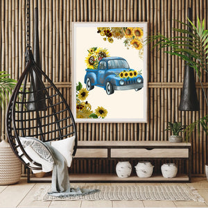 Sunflower Car 30x40cm(canvas) full round drill diamond painting