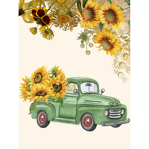 Sunflower Car 30x40cm(canvas) full round drill diamond painting