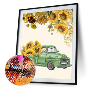 Sunflower Car 30x40cm(canvas) full round drill diamond painting