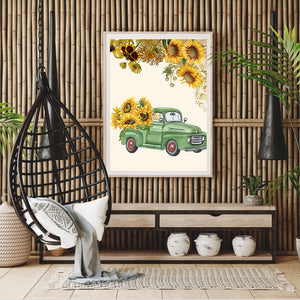 Sunflower Car 30x40cm(canvas) full round drill diamond painting