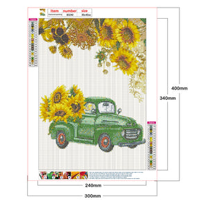 Sunflower Car 30x40cm(canvas) full round drill diamond painting