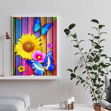 Load image into Gallery viewer, Butterfly Sunflower 30x40cm(canvas) full round drill diamond painting
