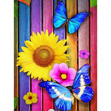 Load image into Gallery viewer, Butterfly Sunflower 30x40cm(canvas) full round drill diamond painting
