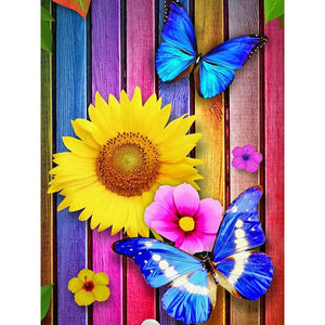 Butterfly Sunflower 30x40cm(canvas) full round drill diamond painting