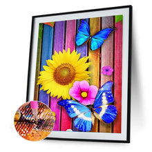 Load image into Gallery viewer, Butterfly Sunflower 30x40cm(canvas) full round drill diamond painting
