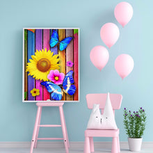 Load image into Gallery viewer, Butterfly Sunflower 30x40cm(canvas) full round drill diamond painting
