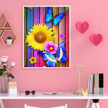 Load image into Gallery viewer, Butterfly Sunflower 30x40cm(canvas) full round drill diamond painting
