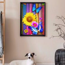 Load image into Gallery viewer, Butterfly Sunflower 30x40cm(canvas) full round drill diamond painting
