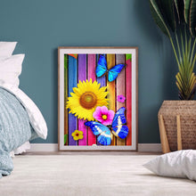 Load image into Gallery viewer, Butterfly Sunflower 30x40cm(canvas) full round drill diamond painting
