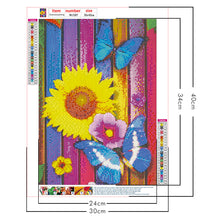 Load image into Gallery viewer, Butterfly Sunflower 30x40cm(canvas) full round drill diamond painting
