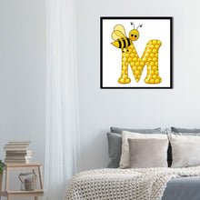 Load image into Gallery viewer, Bee Letter M 30x30cm(canvas) full round drill diamond painting
