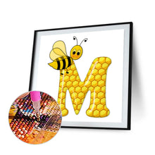 Load image into Gallery viewer, Bee Letter M 30x30cm(canvas) full round drill diamond painting
