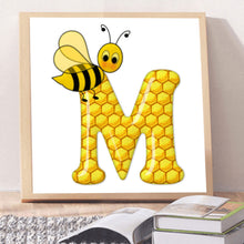 Load image into Gallery viewer, Bee Letter M 30x30cm(canvas) full round drill diamond painting
