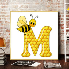 Load image into Gallery viewer, Bee Letter M 30x30cm(canvas) full round drill diamond painting
