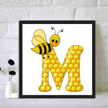 Load image into Gallery viewer, Bee Letter M 30x30cm(canvas) full round drill diamond painting
