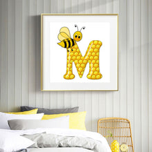 Load image into Gallery viewer, Bee Letter M 30x30cm(canvas) full round drill diamond painting
