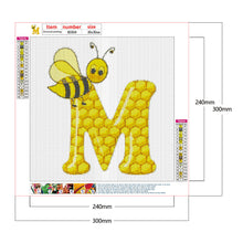 Load image into Gallery viewer, Bee Letter M 30x30cm(canvas) full round drill diamond painting
