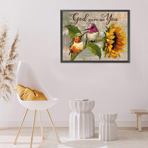 Sunflower And Bird 40*30CM(Canvas) Full Round Drill Diamond Painting