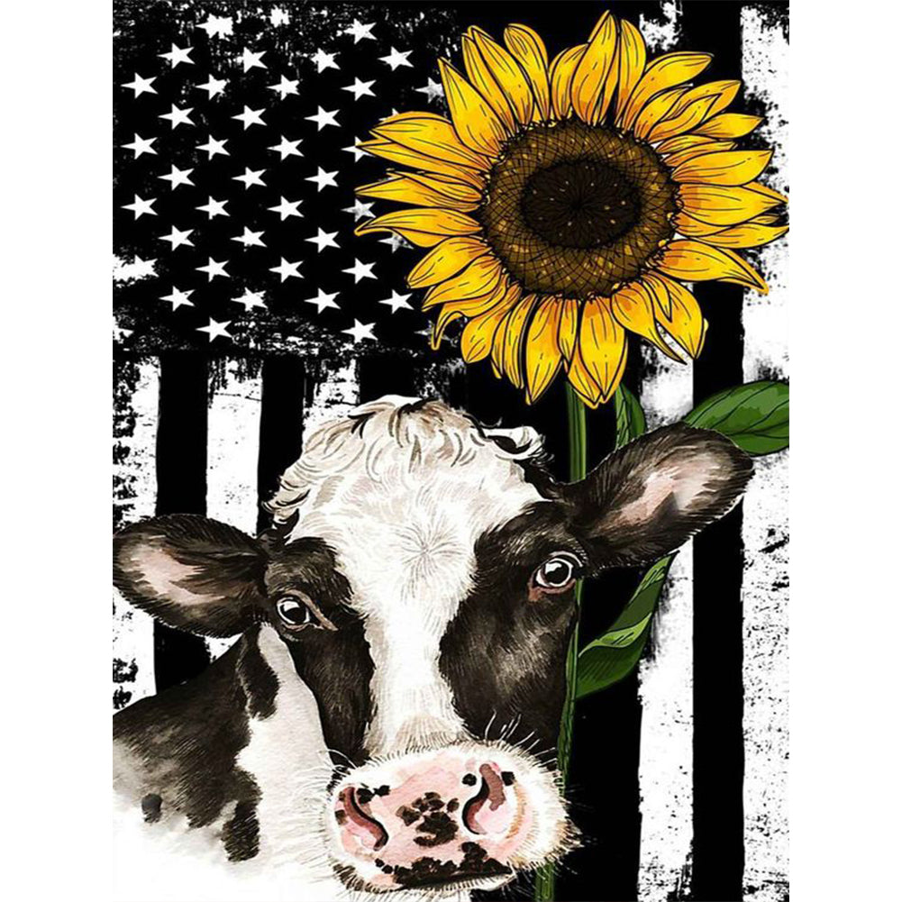 Cow Sunflower 30*40CM(Canvas) Full Round Drill Diamond Painting