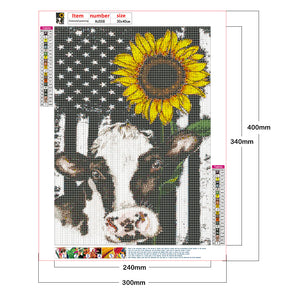 Cow Sunflower 30*40CM(Canvas) Full Round Drill Diamond Painting