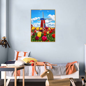 Windmill Tulip 30*40CM(Canvas) Full Round Drill Diamond Painting