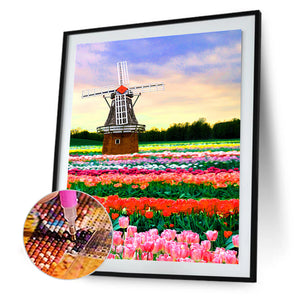 Windmill Tulip 30*40CM(Canvas) Full Round Drill Diamond Painting