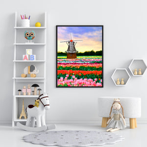 Windmill Tulip 30*40CM(Canvas) Full Round Drill Diamond Painting