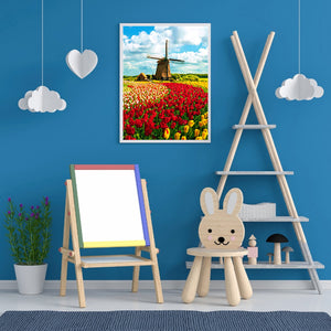 Windmill Tulip 30*40CM(Canvas) Full Round Drill Diamond Painting