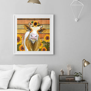 Cow Sunflower 35*35CM £¨canvans) Full Round Drill Diamond Painting