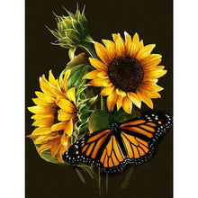 Load image into Gallery viewer, Butterfly Sunflower 30*40CM £¨canvans) Full Round Drill Diamond Painting
