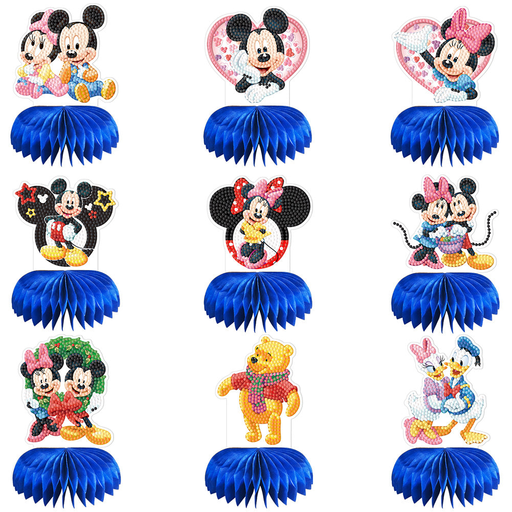 9x Cartoon Mouse Duck 3D Honeycomb Party Center Baby Shower Decor Supplies