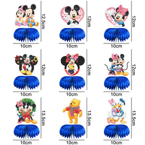 9x Cartoon Mouse Duck 3D Honeycomb Party Center Baby Shower Decor Supplies