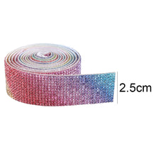 Load image into Gallery viewer, 1m Rhinestone Tape Ribbon Self-adhesive Crystal DIY Cake Wrap Wedding Decor
