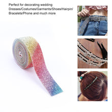 Load image into Gallery viewer, 1m Rhinestone Tape Ribbon Self-adhesive Crystal DIY Cake Wrap Wedding Decor
