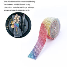 Load image into Gallery viewer, 1m Rhinestone Tape Ribbon Self-adhesive Crystal DIY Cake Wrap Wedding Decor
