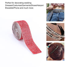 Load image into Gallery viewer, 1m Rhinestone Tape Ribbon Self-adhesive Crystal DIY Cake Wrap Wedding Decor
