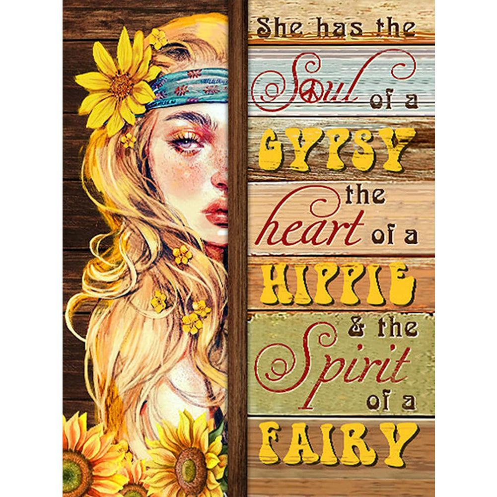 Sunflower Girl English 30*40CM £¨canvans) Full Round Drill Diamond Painting